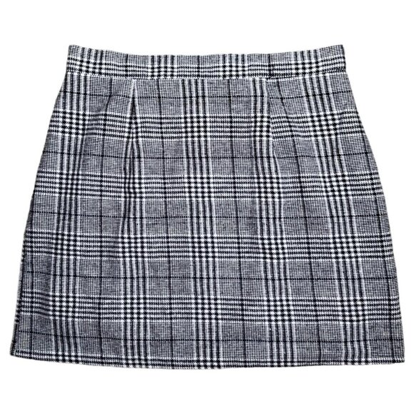 Black White Plaid Gingham Mini Skirt Size XL - Picture 2 of 4
